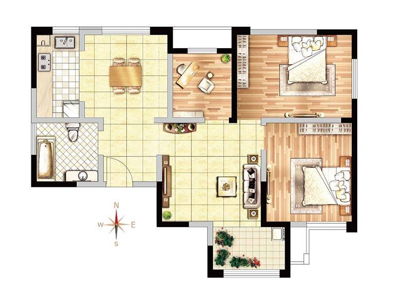 新名园3室2厅1卫106㎡户型图