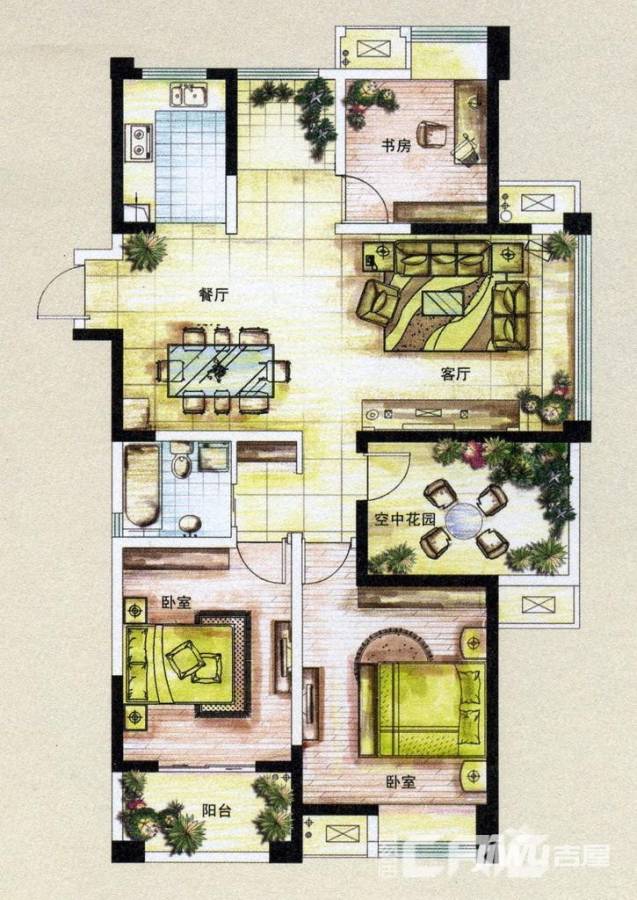 常发永宁雅苑普通住宅121.5㎡户型图