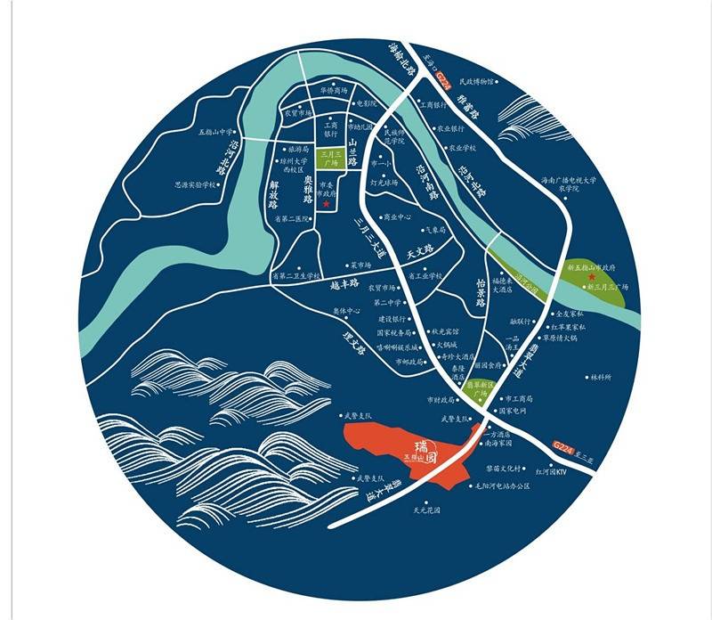 五指山瑞园位置交通图图片