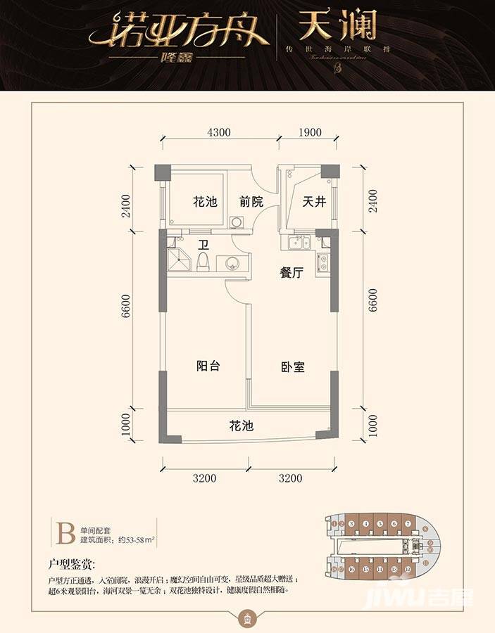 隆鑫诺亚方舟普通住宅58㎡户型图