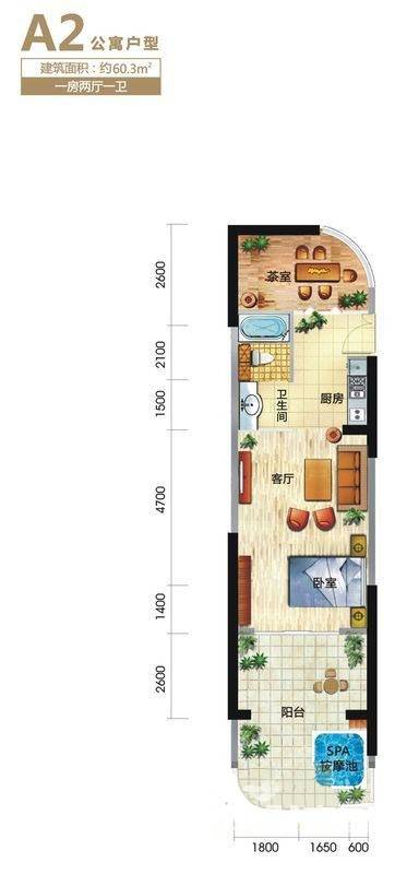 波波利海岸3号院普通住宅60.3㎡户型图