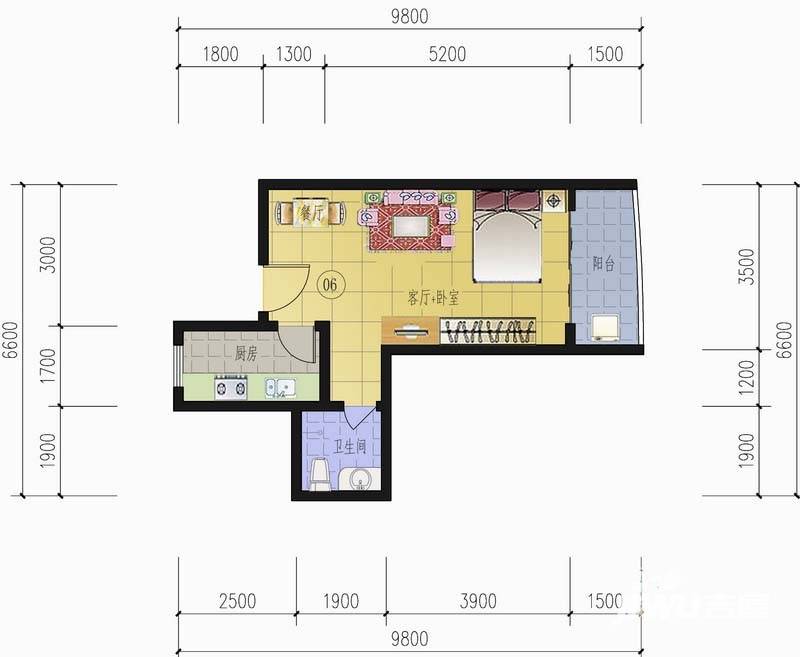 山水兰庭普通住宅42.6㎡户型图