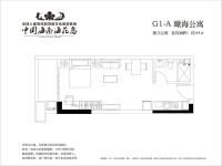 中国海南海花岛1室1厅1卫44㎡户型图