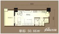 三亚国际公寓1室1厅1卫50.7㎡户型图