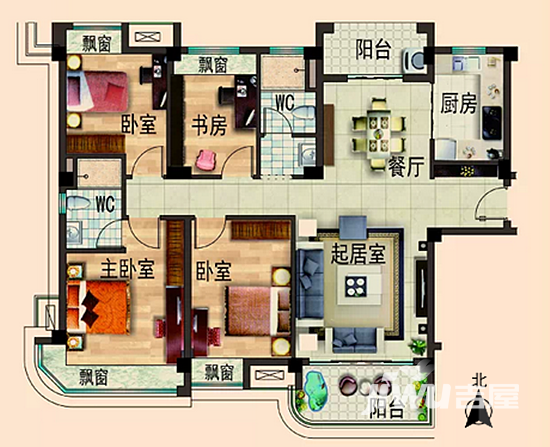 碧桂园天玺湾4室2厅2卫144㎡户型图