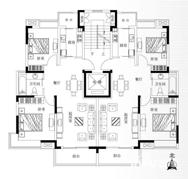 苏建阳光新城3室2厅1卫106㎡户型图