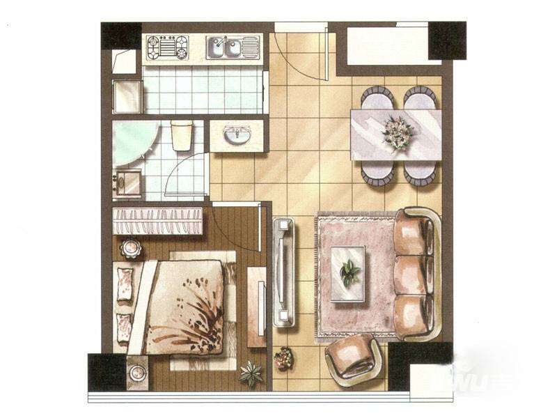 泰地海西中心普通住宅55.4㎡户型图