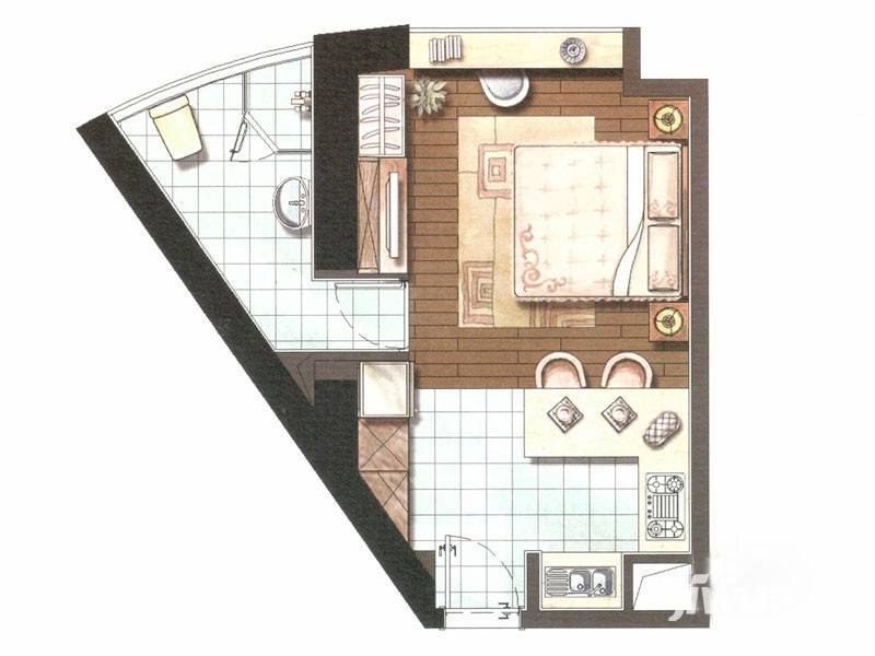 泰地海西中心普通住宅49㎡户型图