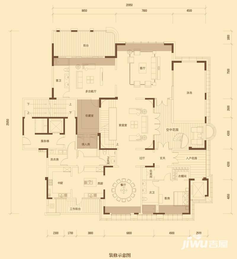 中铁元湾5室4厅6卫684㎡户型图