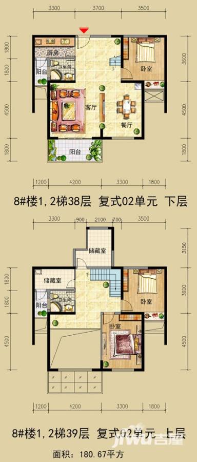 源昌君悦山3室2厅2卫180.7㎡户型图