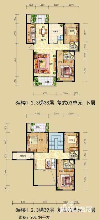 源昌君悦山别墅-复式180㎡户型图