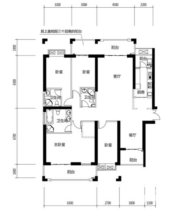 世茂湖滨首府普通住宅203.3㎡户型图