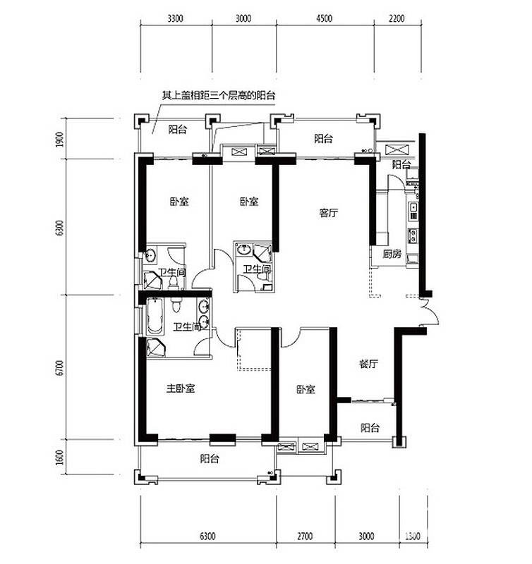 世茂湖滨首府普通住宅203.1㎡户型图