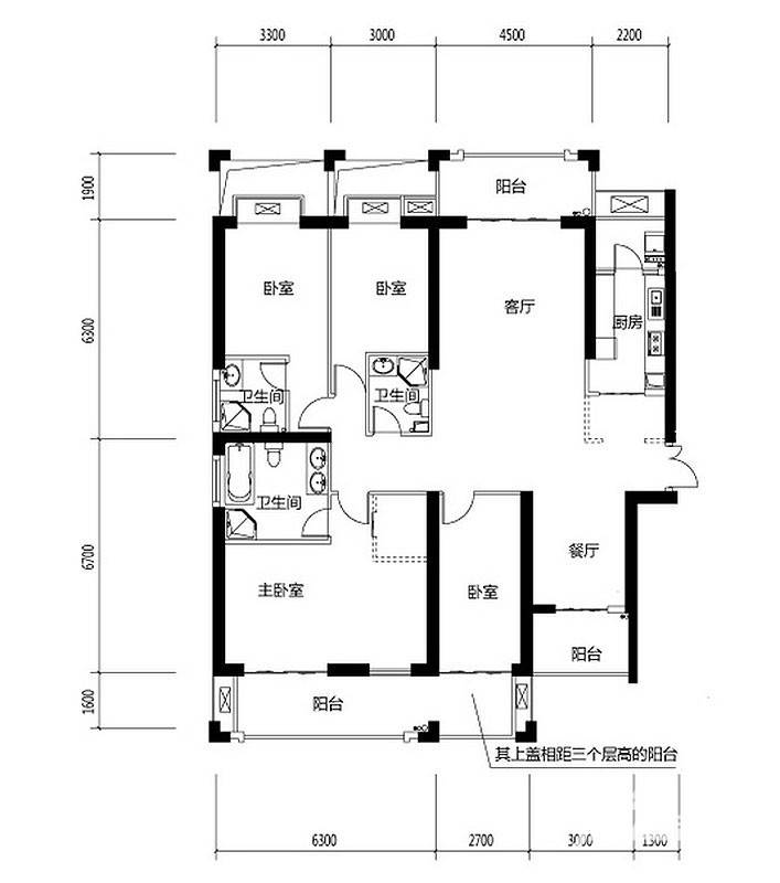 世茂湖滨首府普通住宅202.5㎡户型图