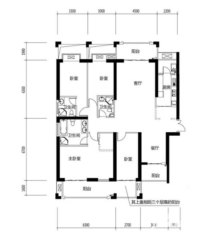 世茂湖滨首府普通住宅202.5㎡户型图