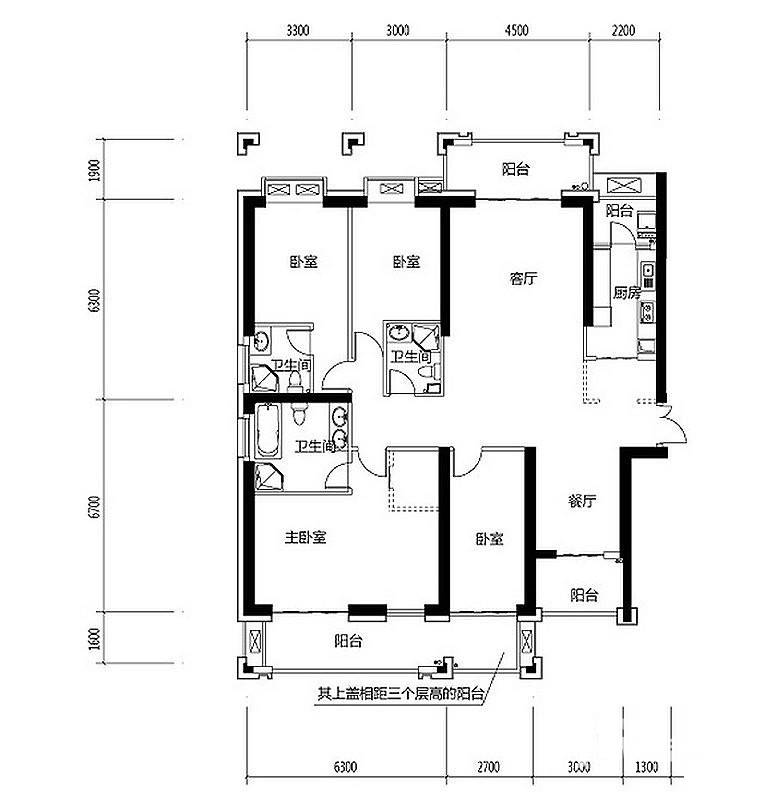 世茂湖滨首府普通住宅202.5㎡户型图