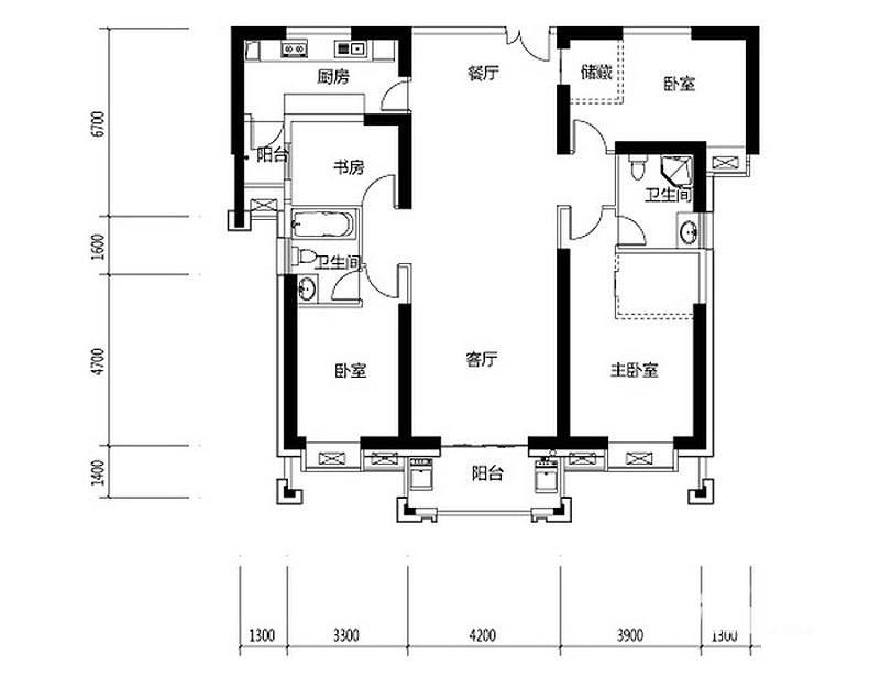 世茂湖滨首府普通住宅171.1㎡户型图