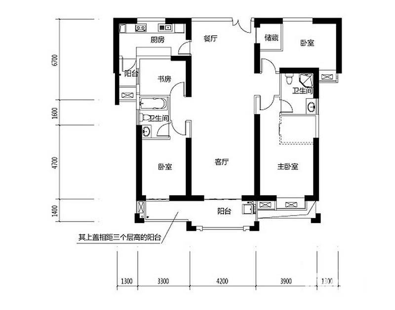 世茂湖滨首府普通住宅171.1㎡户型图