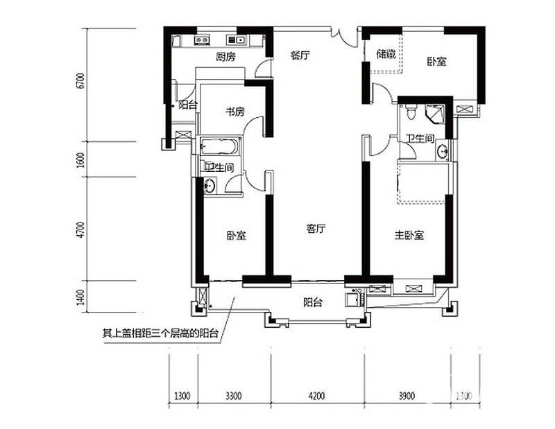 世茂湖滨首府普通住宅171㎡户型图