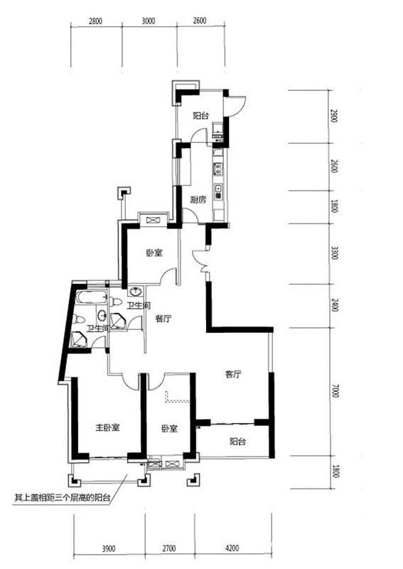 世茂湖滨首府普通住宅148.1㎡户型图