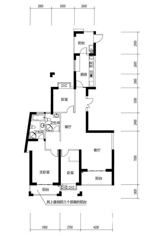 世茂湖滨首府普通住宅148.1㎡户型图