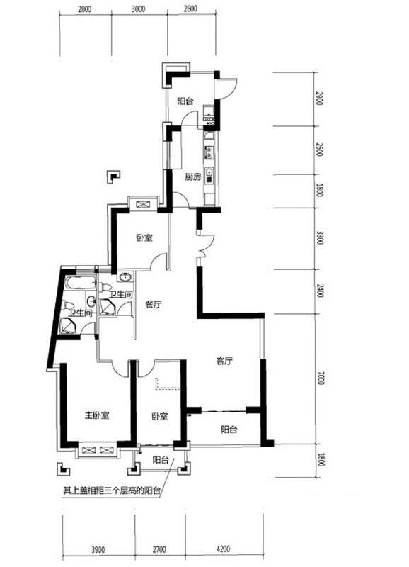 世茂湖滨首府普通住宅147.9㎡户型图