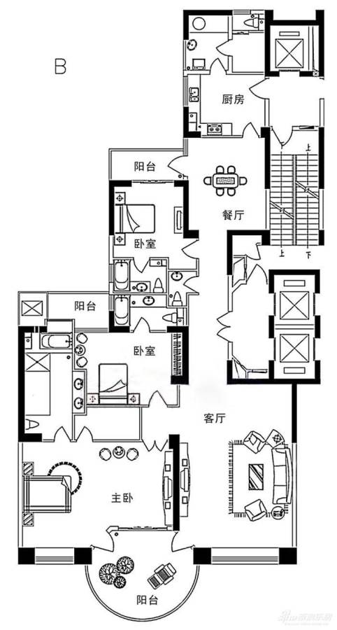 云顶至尊别墅-错层266㎡户型图