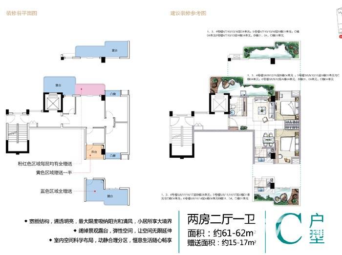 禾丰新景普通住宅62㎡户型图