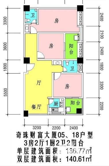 奇珠财富大厦
                                                            3房2厅2卫
