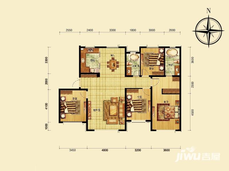 新世界朗悦居4室2厅2卫160.9㎡户型图