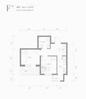 共成玫瑰园1室2厅1卫44㎡户型图