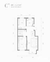 共成玫瑰园2室2厅1卫87.9㎡户型图