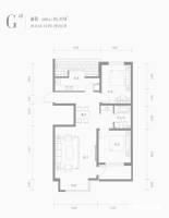 共成玫瑰园2室2厅1卫85.3㎡户型图