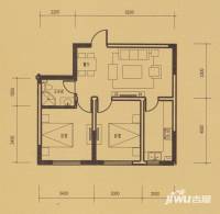 千龙户泓城2室2厅1卫75.8㎡户型图