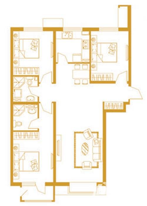 狮城佰俪3室2厅2卫131.3㎡户型图