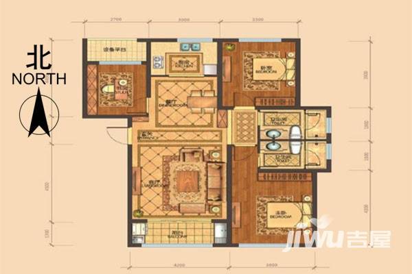 中翔云溪九城3室2厅2卫128㎡户型图