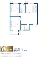 美林河畔2室1厅1卫77.5㎡户型图