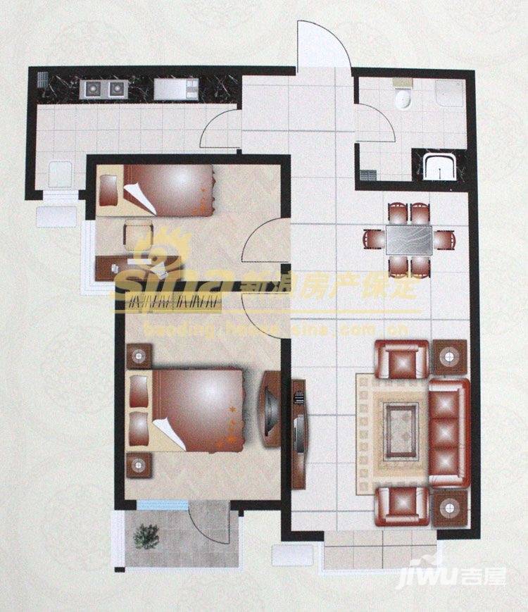 丽景溪城2室2厅1卫87㎡户型图