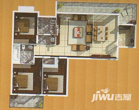 福城立欣洲3室2厅2卫117.3㎡户型图