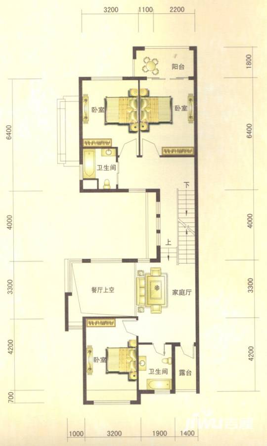 银泰红城二期普通住宅95.5㎡户型图