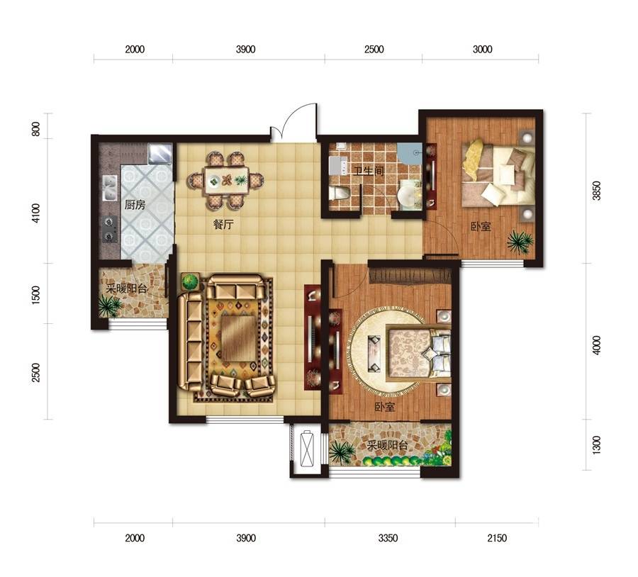 松江城玫瑰郡普通住宅93㎡户型图