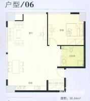 新湖印象江南二期1室1厅1卫95.8㎡户型图