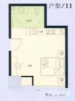 新湖印象江南二期1室1厅1卫31.1㎡户型图