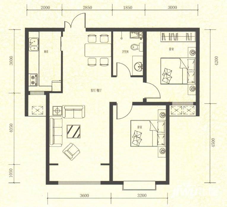 时代天骄普通住宅94.5㎡户型图