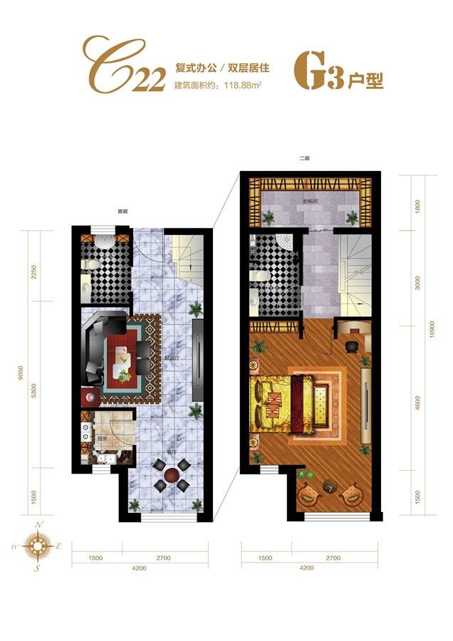 麦迪逊花园1室1厅1卫户型图