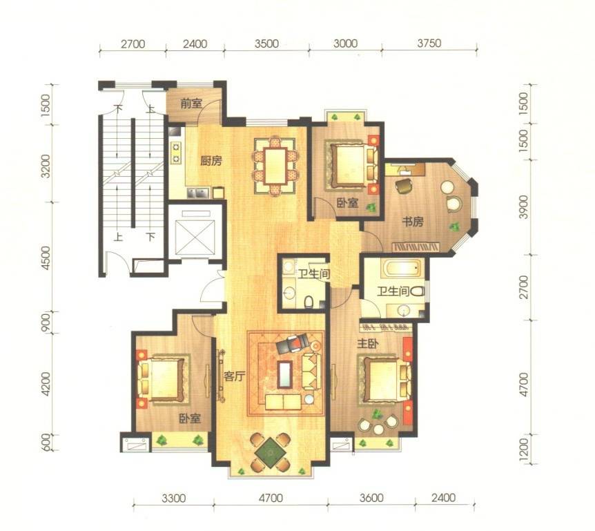 荣斌公园壹号4室2厅2卫175㎡户型图