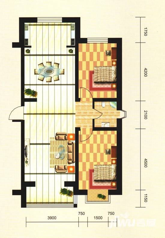 东区国际普通住宅96.8㎡户型图