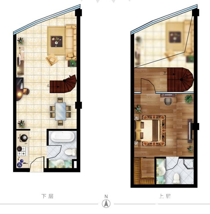 亚辰海派广场1室1厅1卫51㎡户型图