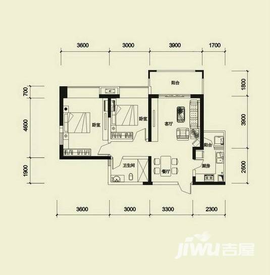 九洲跃进路1958普通住宅86㎡户型图