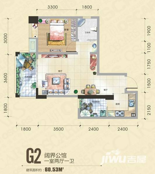 田森奥林春天普通住宅60.5㎡户型图